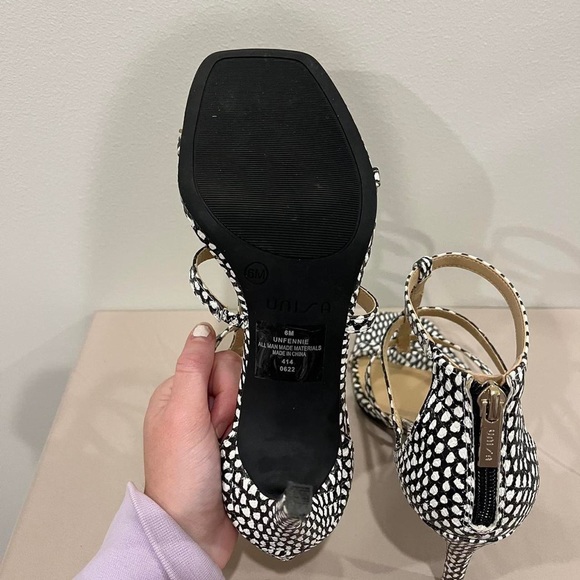 unisa strappy black & white polka dot sandal heel - Picture 5 of 6
